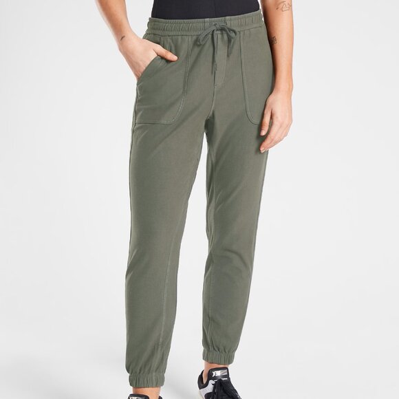 Athleta Farallon Joggers Size 2 Olive Green Vitage Palm Women's Exercise Pants - Picture 1 of 7